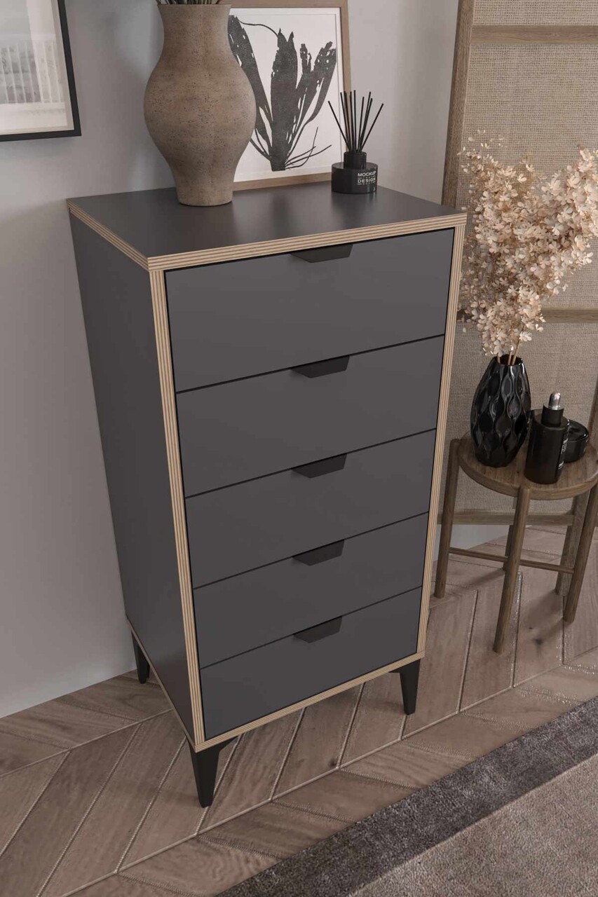 Dulap, Hanah Home, Arden, 50x105x40 cm, Antracit - imagine 3