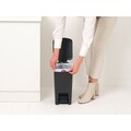 Cos de gunoi cu pedala, Brabantia, StepUp, 10 L, 26.5x20.3x38.1 cm, polipropilena, gri inchis