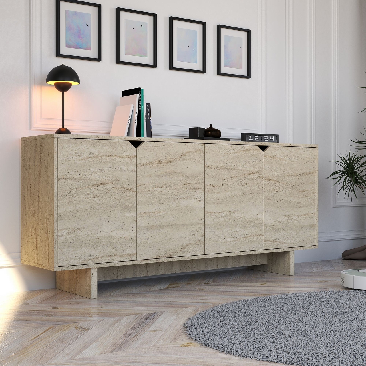 Consola, Hanah Home, Turan, 180x80.6x40 cm, Travertin