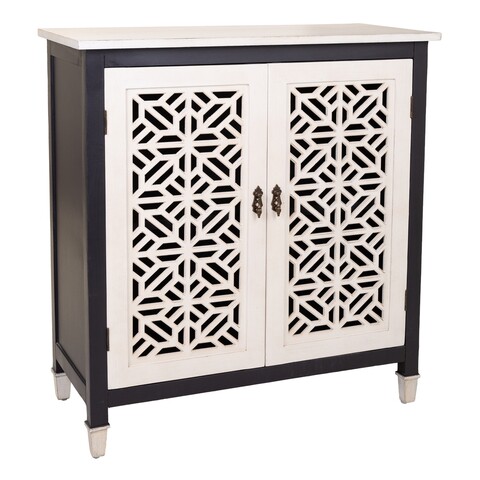 Bufet inferior cu 2 usi Karl, Creaciones Meng, 86x40x91 cm, lemn de brad/MDF, alb antic