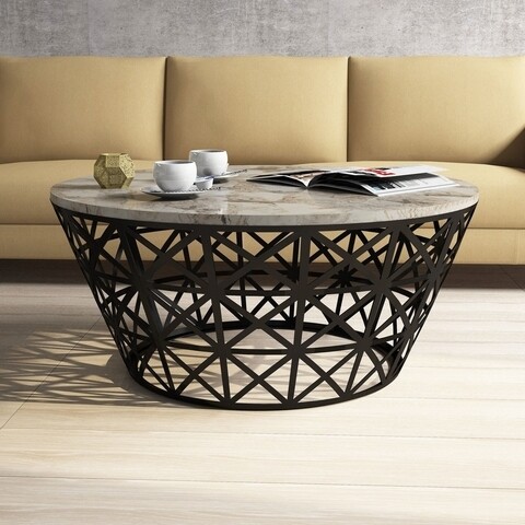 Masuta de cafea Stil White, Hommy Craft, 90x90x38 cm, alb 90x90x38
