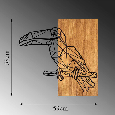 Decoratiune de perete, MA-293, 50% lemn/50% metal, Dimensiune: 58 x 60 cm, Nuc / Negru