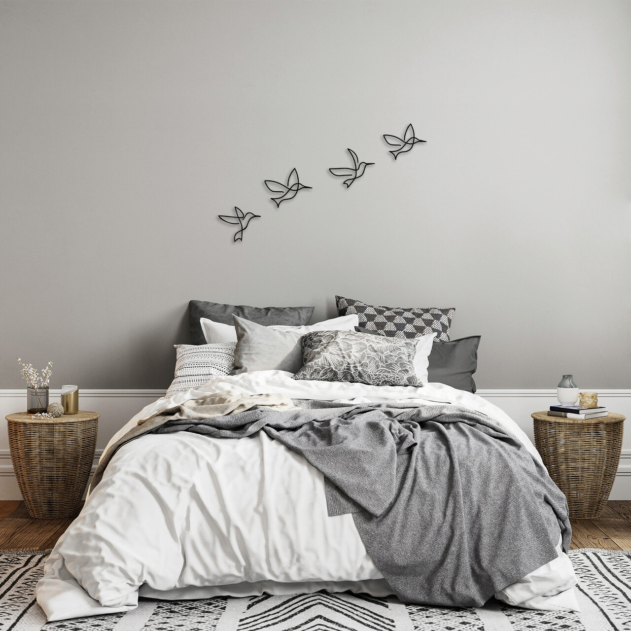 Decoratiune de perete, Birds, Metal, 21 x 18 cm, Negru - 2 | YEO