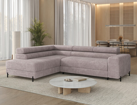 Coltar extensibil stanga 5 locuri ELTAP, Colesio, 274x200x93 cm, lemn/poliester, gri