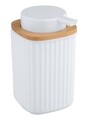 Dozator sapun lichid, Wenko, Rotello, 250 ml, plastic/bambus, alb/maro