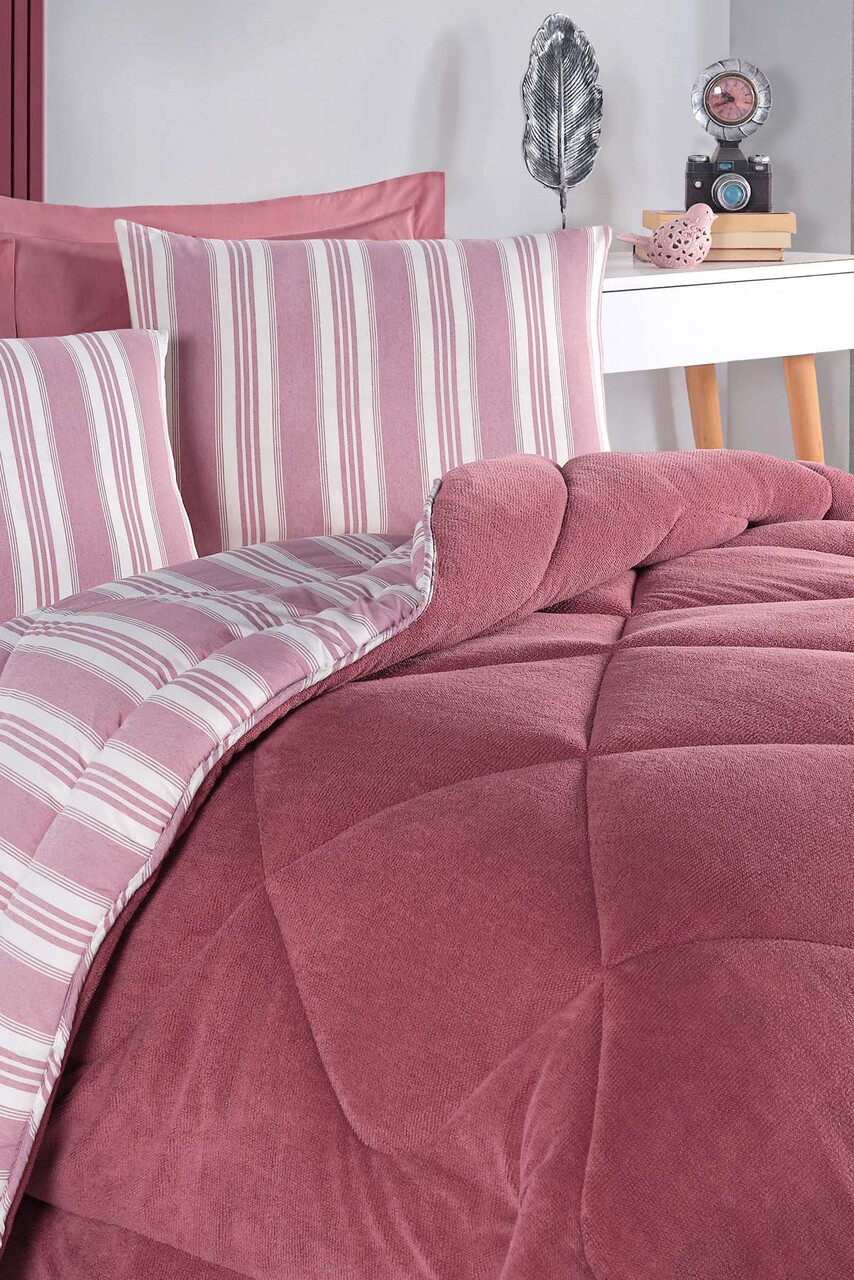 Set de dormit dublu, L'essentiel Maison, Soft Line, Rosu claret - view 3