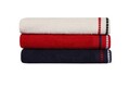 Set 3 prosoape de maini 408, Beverly Hills Polo Club, 50x90 cm, bumbac, alb/albastru inchis/rosu