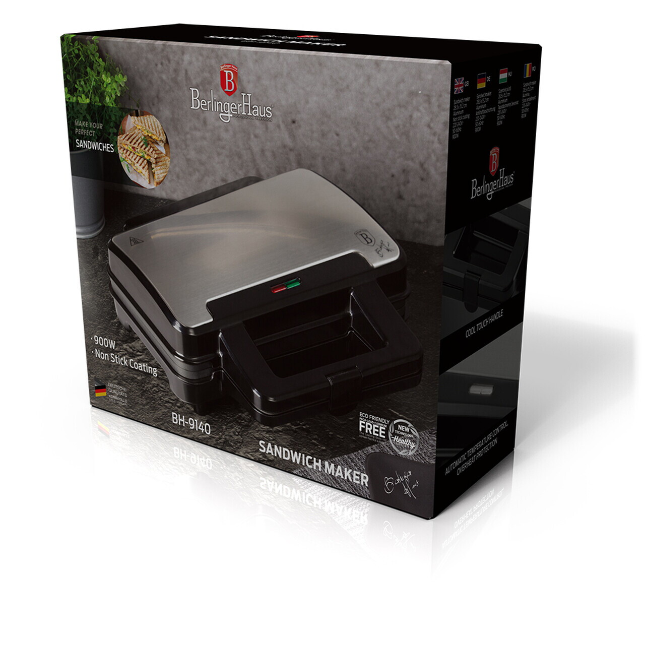 Sandwich maker Berlinger Haus, Eternal, 28.5x15.2 cm, titan, argintiu/negru - imagine 7