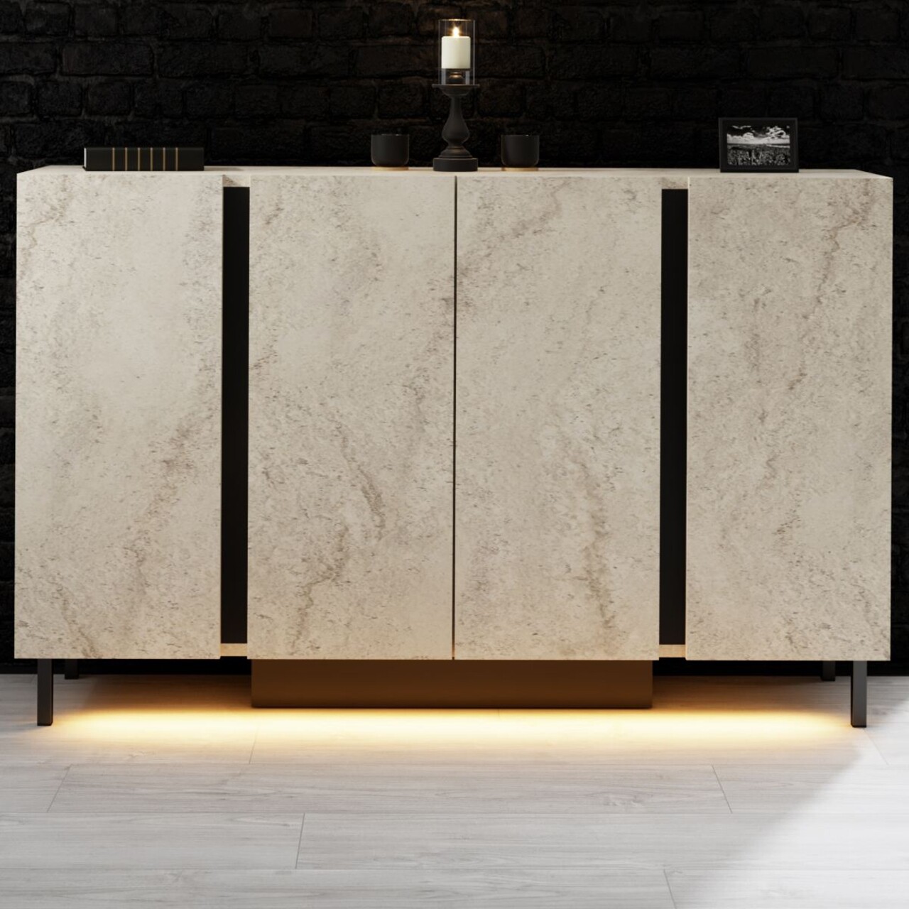 Consola, Hanah Home, Paris, 127x80x32 cm, Travertin - imagine 2