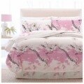 Lenjerie de pat dubla Aster 03, 4 piese, 220 x 230 cm, 100% bumbac, alb/roz