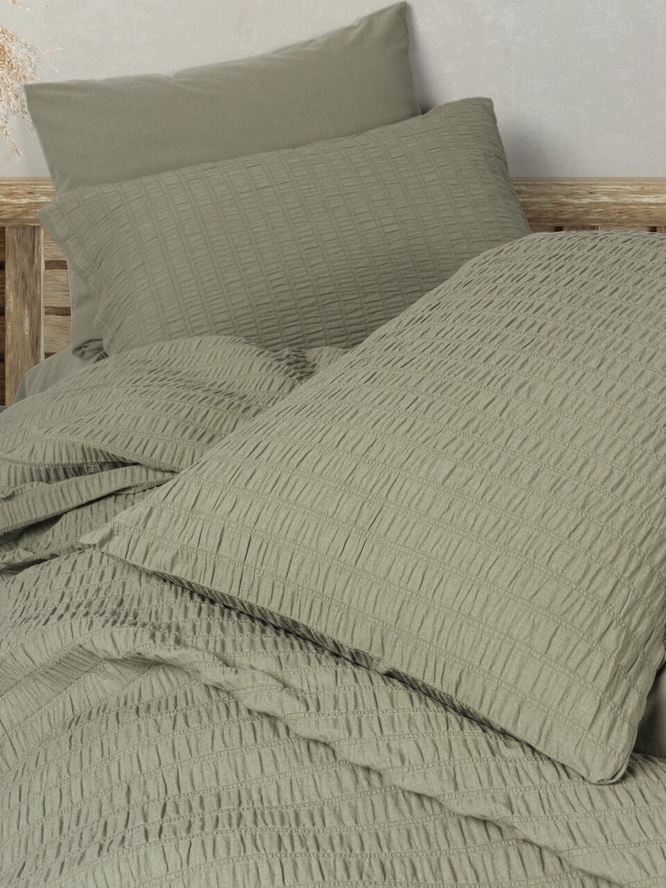 Lenjerie de pat dubla, Sungai - Green, Cotton Box, 60% bumbac/40% poliester - 1 | YEO