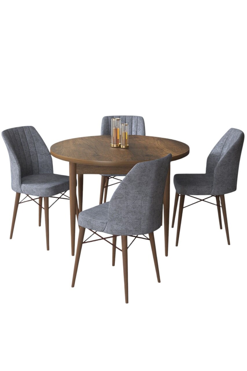 Set masă și scaune (5 bucăți), Hanah Home, Rox, Baroc / Fumuriu - view 2