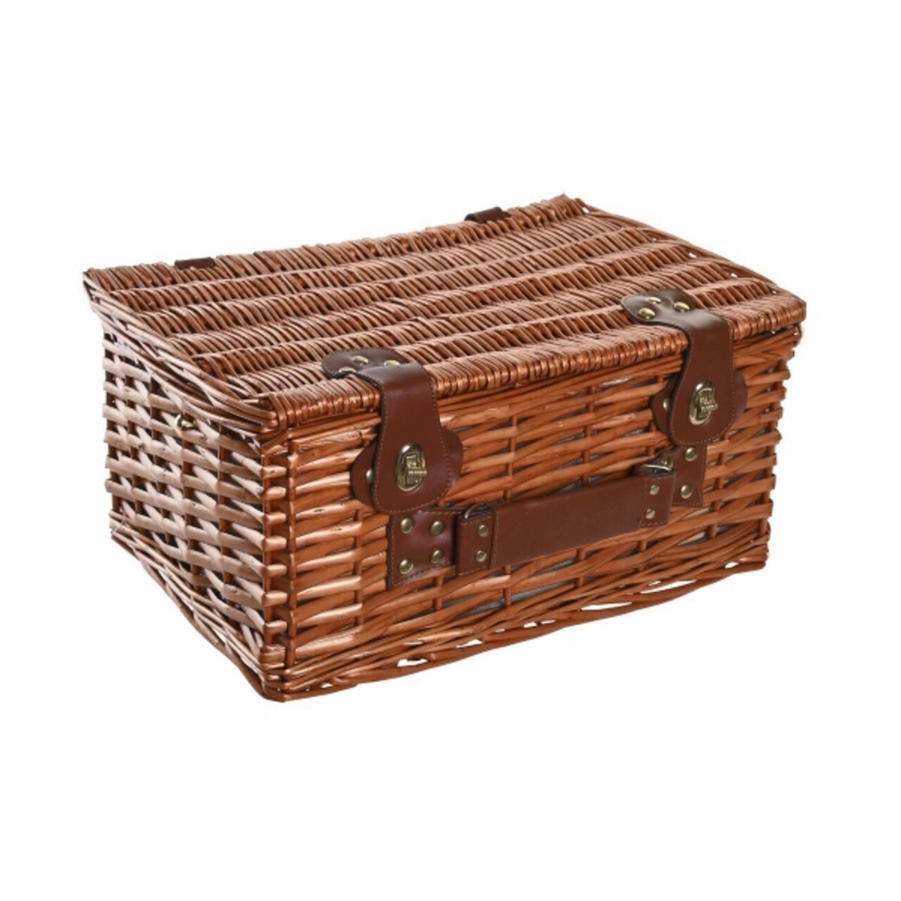 Cos De Picnic Pentru 2 Persoane, DKD Home Decor, 40 X 28 X 20 Cm, Rachita, Natural/albastru