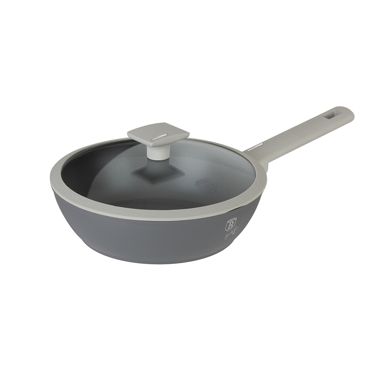 Tigaie adanca cu capac Berlinger Haus, Aspen, 24 cm, 2.3 L, aluminiu forjat, gri mat - imagine 3