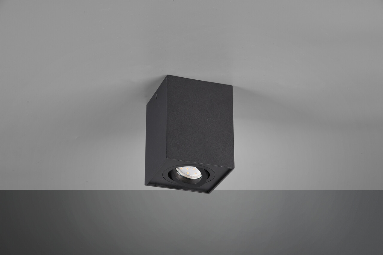 Plafoniera Biscuit, TRIO, 9.6x9.6x12.5 cm, 35W, 1x GU10, metal, negru mat