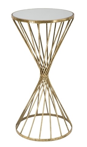 Masuta de cafea, Twisty, Mauro Ferretti, 35×70 cm, fier/sticla, auriu Mauro Ferretti