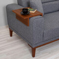 Canapea extensibila cu 3 locuri, Unique Design, 867UNQ1366, Lemn de carpen, Gri inchis