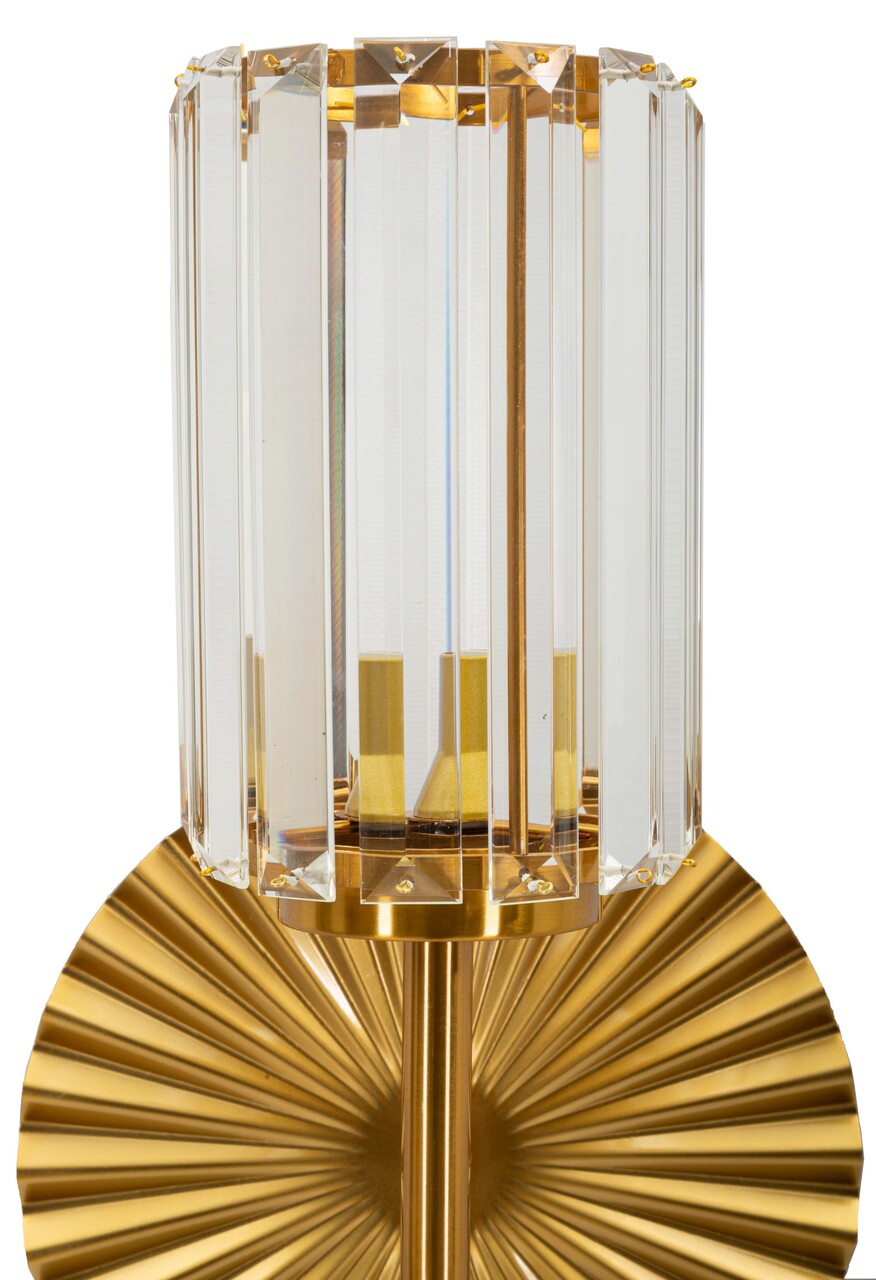 Aplica de perete Tirana, Mauro Ferretti, 2 x E14, 20W, 20x17x47 cm, fier/sticla, auriu/transparent