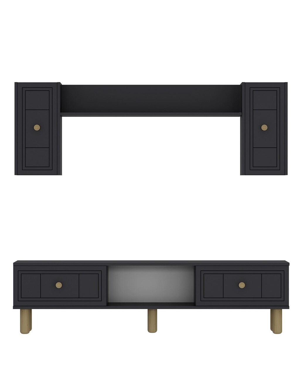 Comoda TV, Hanah Home, Dario Bohem, 150x44.6x29.6 cm, PAL , Antracit - imagine 3