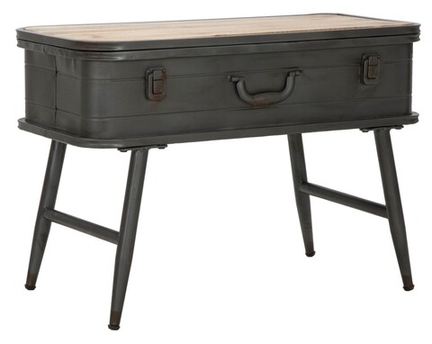 Consola truck industry, mauro ferretti, 60 x 29 x 43.5 cm, lemn de brad/fier, gri inchis/natural