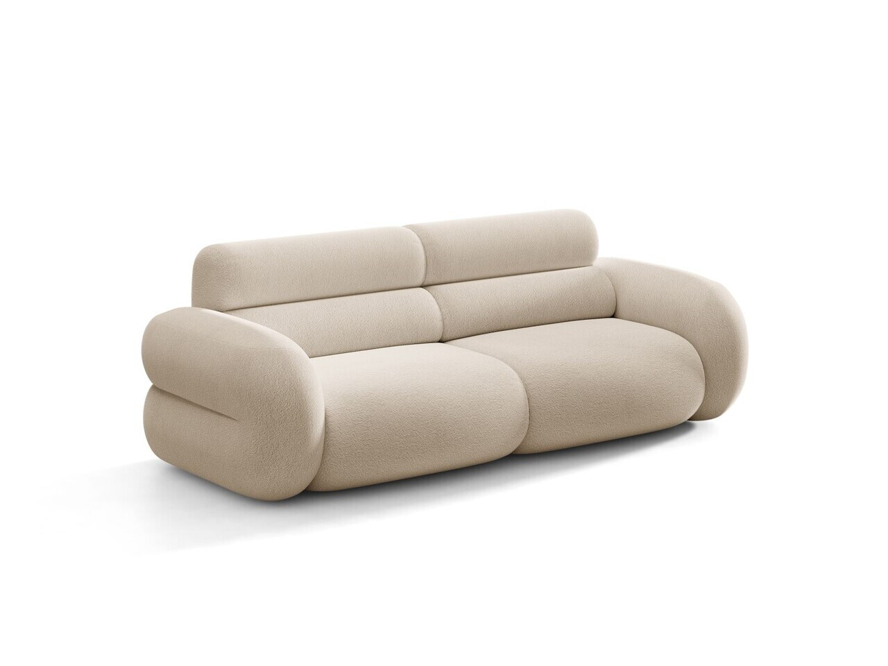 Canapea 3 locuri, Neo, Micadoni Home, 220x100x83 cm, tesatura Boucle, bej — imaginea 6