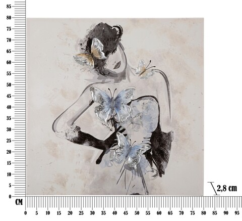 Tablou, Mauro Ferretti, Woman - B, 80 x 2.8 x 80 cm, lemn de pin/panza, multicolor