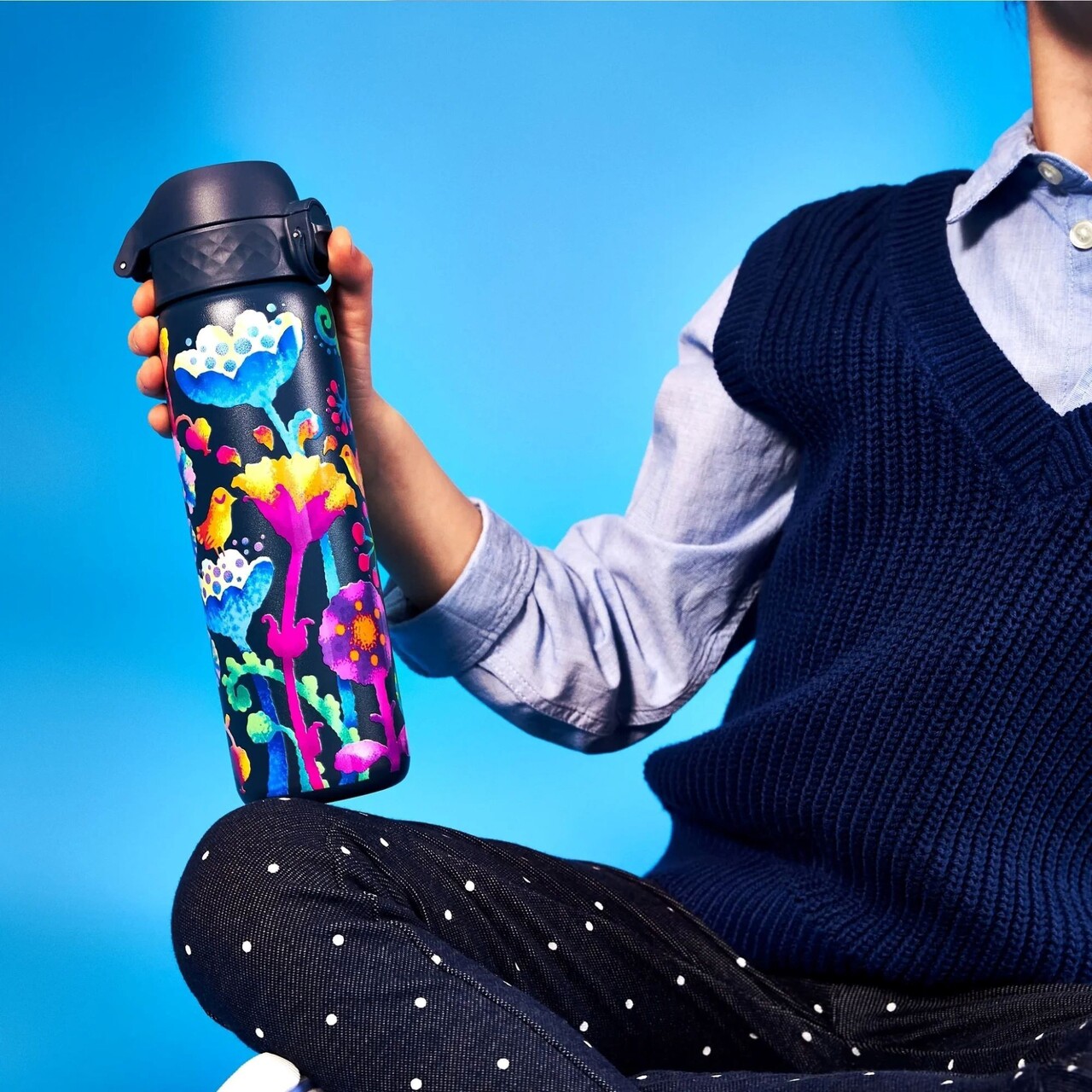 Sticla apa pentru copii Slim, inox, 500ml, Bright Floral - Ion8 - imagine 6