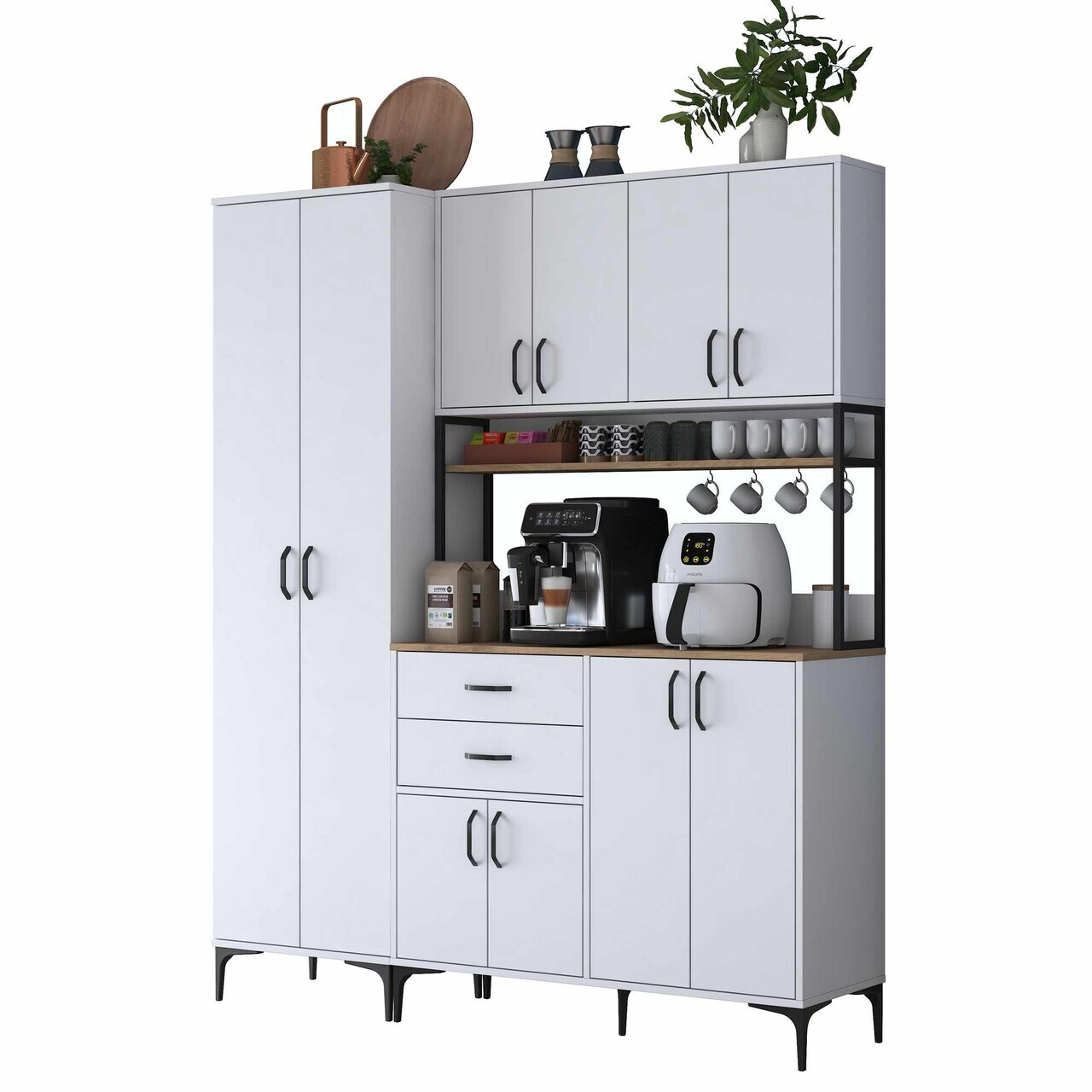 Dulap multifunctional, Hanah Home, JE267, 180x218.6x45 cm, Alb/Maro — imaginea 7