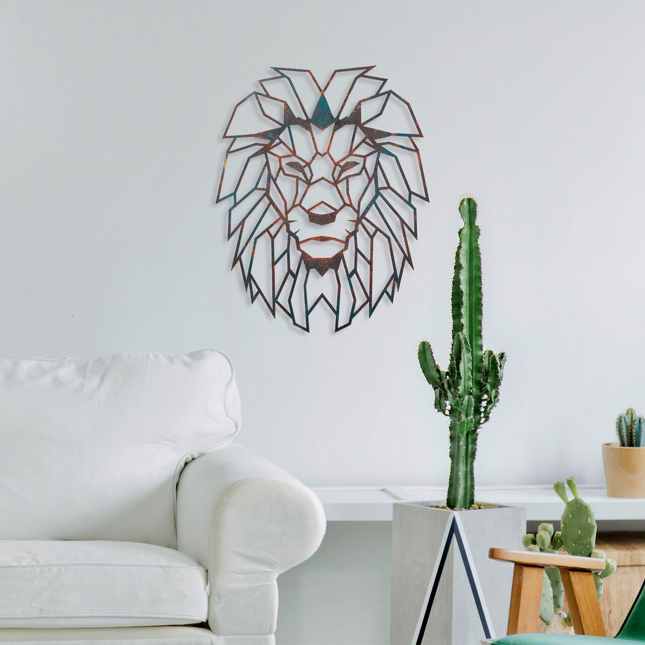 Decoratiune de perete, Lion, Metal, 40 x 50 cm, Multicolor - 2 | YEO