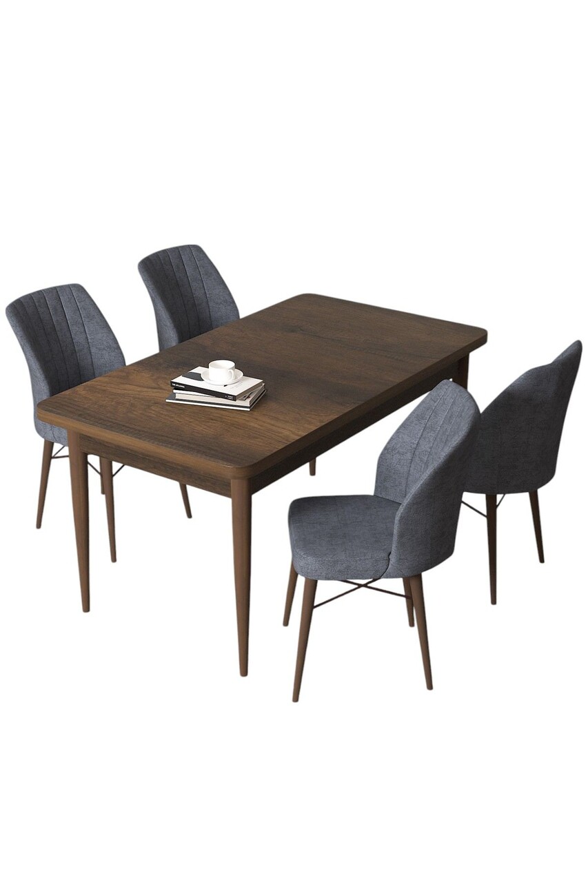 Set masă și scaune (5 bucăți), Hanah Home, Arp, Baroc / Fumuriu - view 2