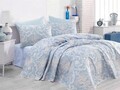 Set cuvertura matlasata Single 160x220 cm, 2 piese, Tuval - Blue, EnLora Home, 65% bumbac/35% poliester