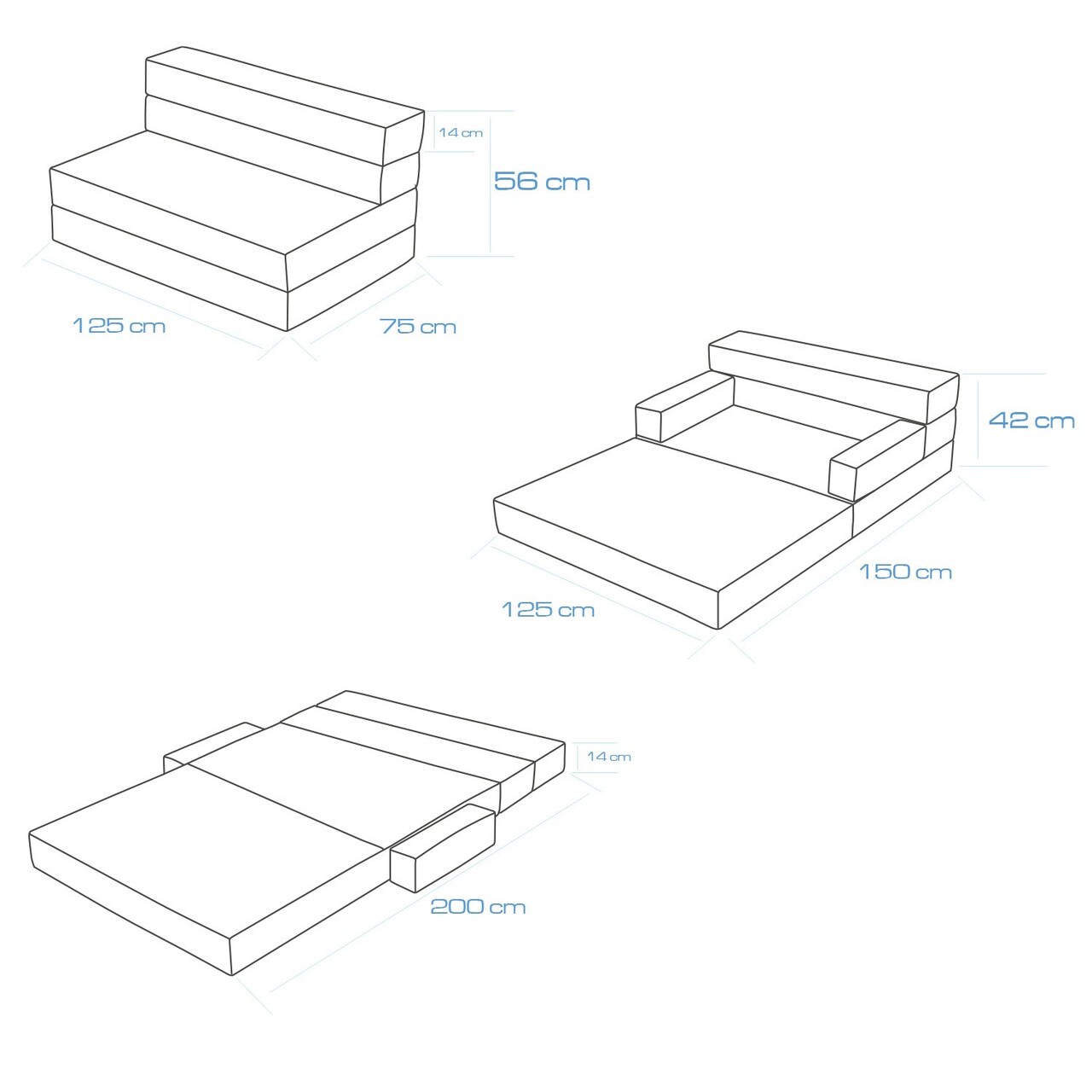 Canapea extensibila 2 locuri, Atelier del Sofa, 363SLD1128, Poliester, Gri - view 8