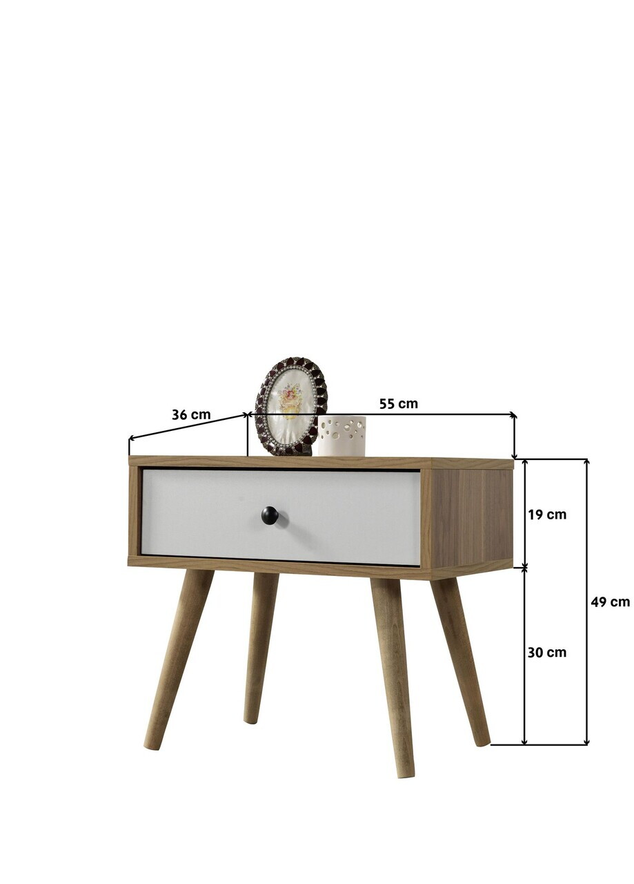 Noptiera, Hanah Home, Vita 5107, 55x49x55 cm, PAL, Nuc/Alb — imaginea 6