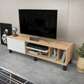 Comoda TV, Retricy, Olyo, 140x35x40.3 cm, PAL, Safir / Alb