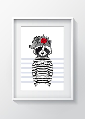 Tablou decorativ raton pirate, oyo kids, 29x24 cm, lemn/mdf, multicolor
