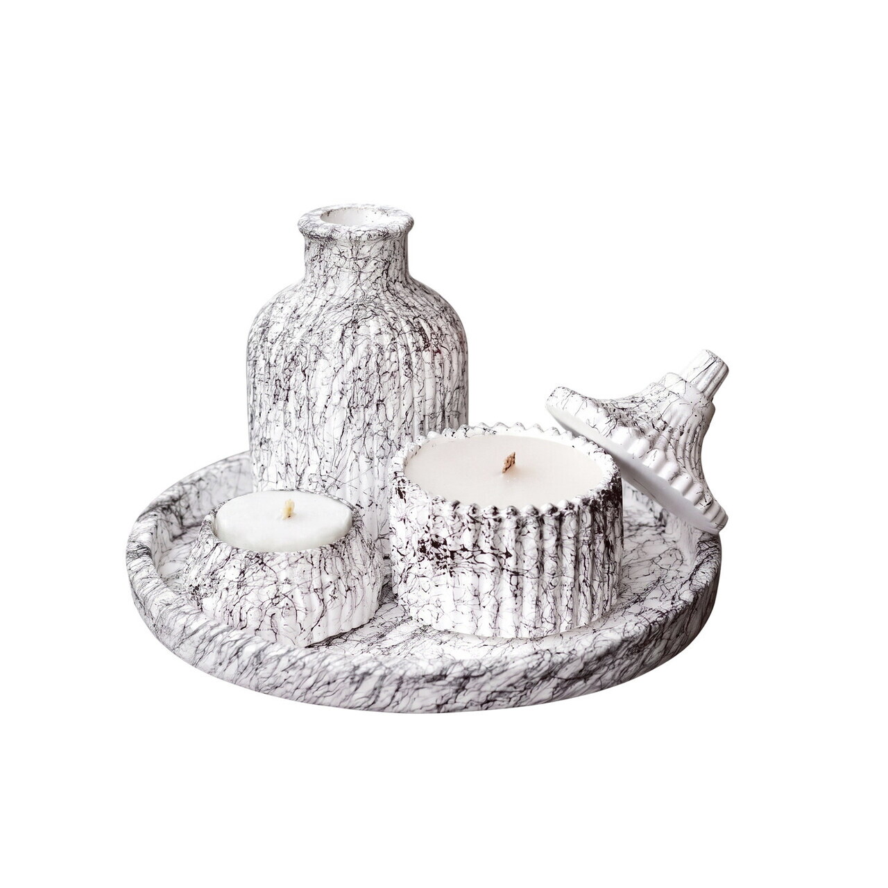 Set de lumanari, Ers1276 HC, BETON, Marmura — imaginea 2