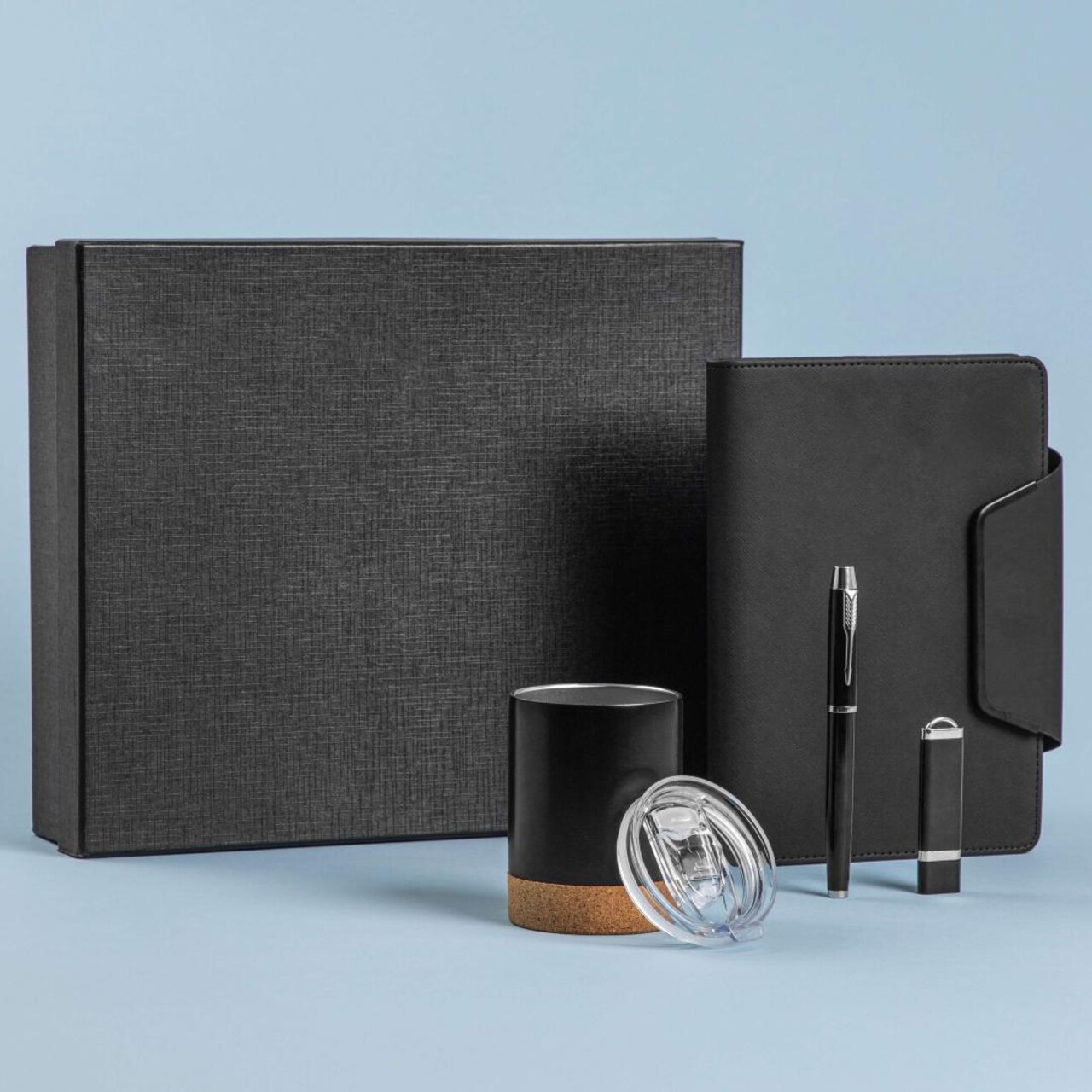 Set agenda 4 piese Bodo, Homla, 31x27x8 cm, 200 ml, poliuretan, negru
