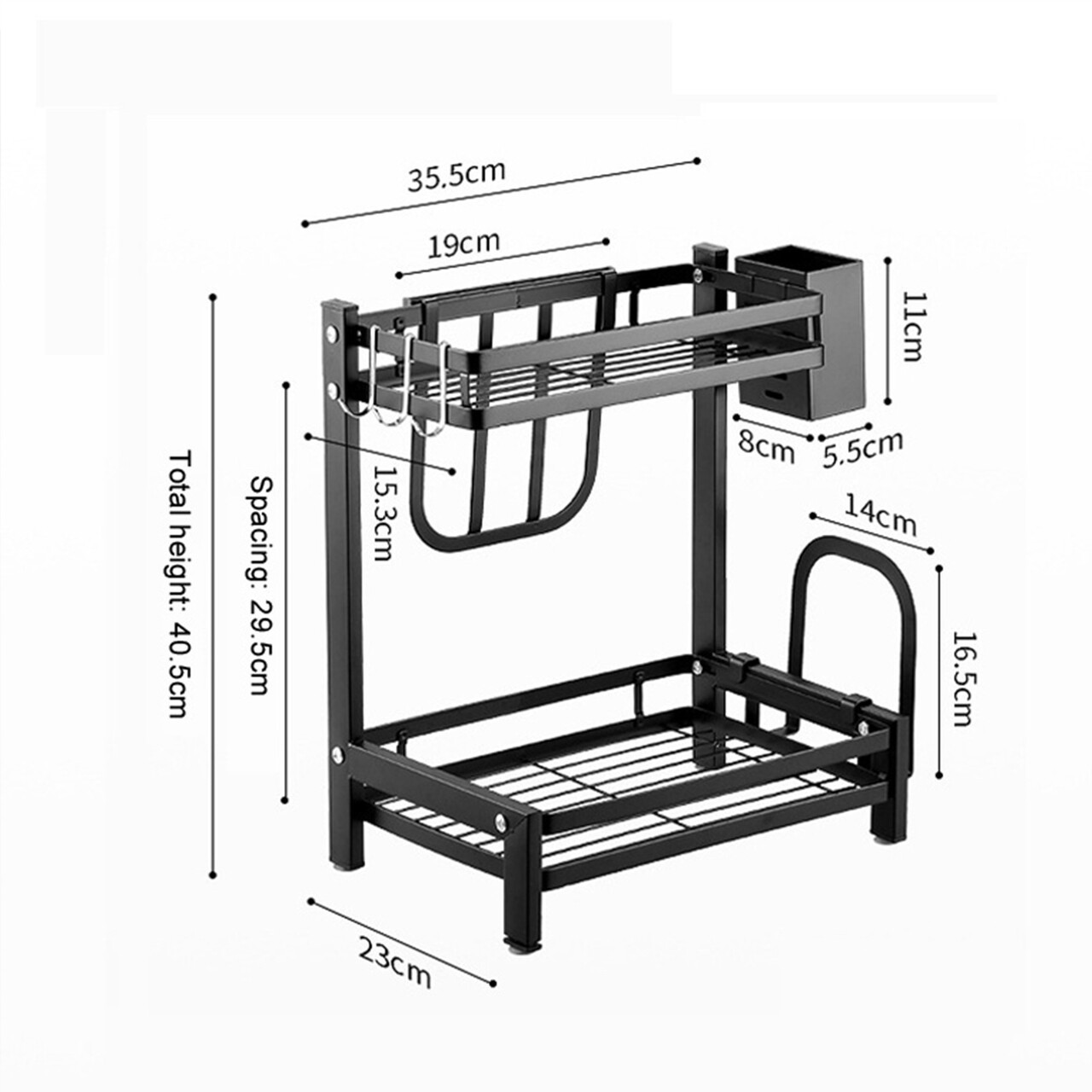 Raft condimente, otel carbon, 35,5x23x40,5cm - Zokura - imagine 4