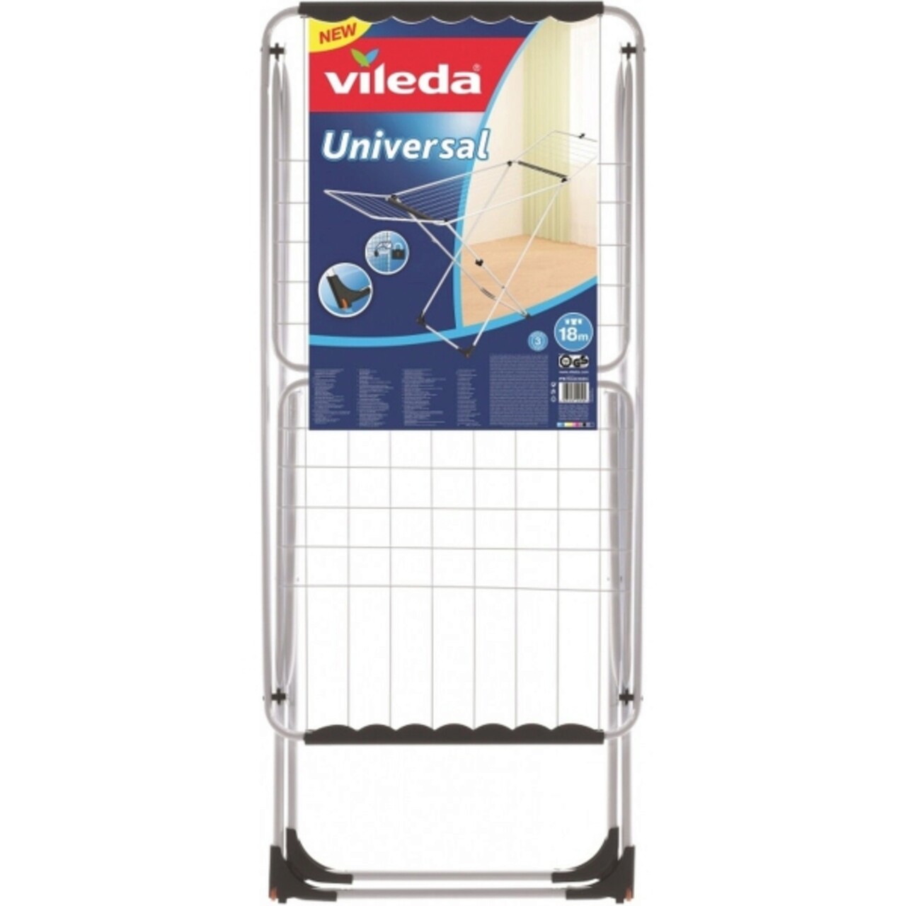 Uscator Rufe, Vileda, X - Legs Universal, 180 X 55 X 93 Cm, 18 M Capacitate De Uscare, Otel, Gri