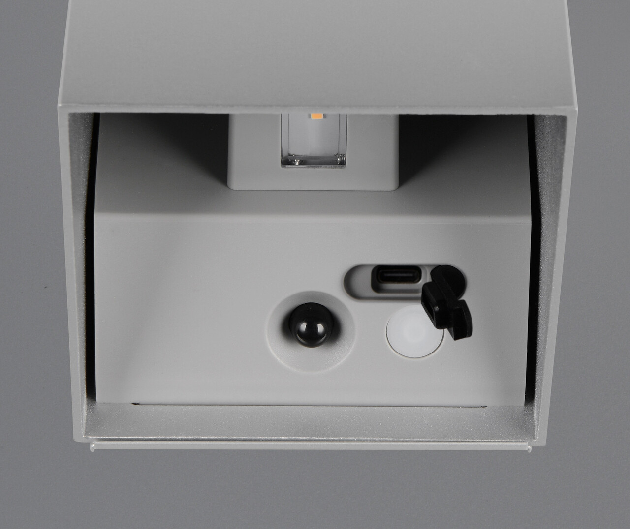 Aplica de perete patrata pentru exterior Genie, RL NOW, 10x10.5x10 cm, 1W, 2x SMD, plastic, titaniu