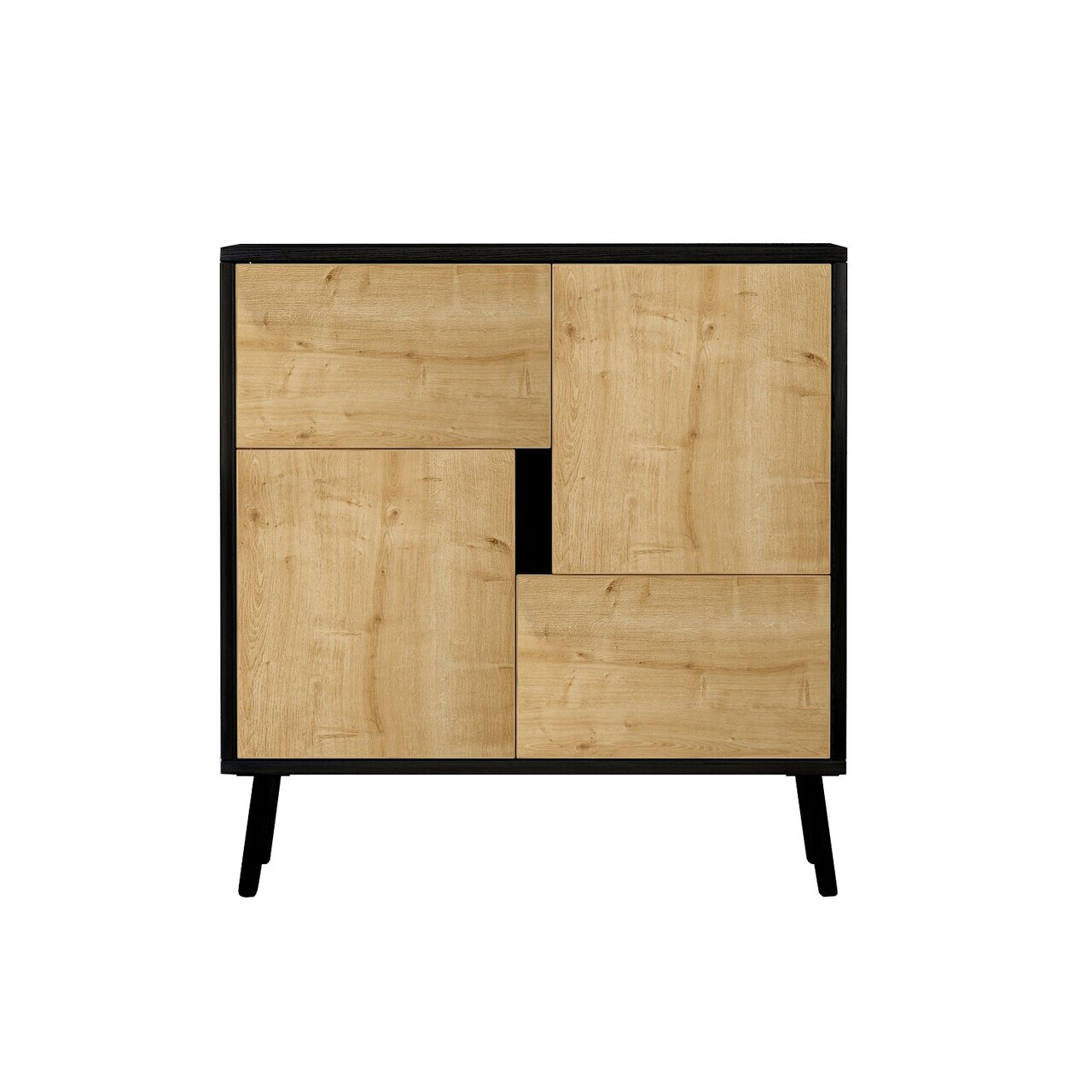 Dulap multifunctional, Hanah Home, Darien, 76.5x79.5x35 cm, PAL, Lemn negru / Stejar safir — imaginea 6
