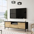 Comoda TV, Yardley, LV2 - KL, 140 x 46.4 x 35.5 cm, pal melaminat/metal, stejar/negru