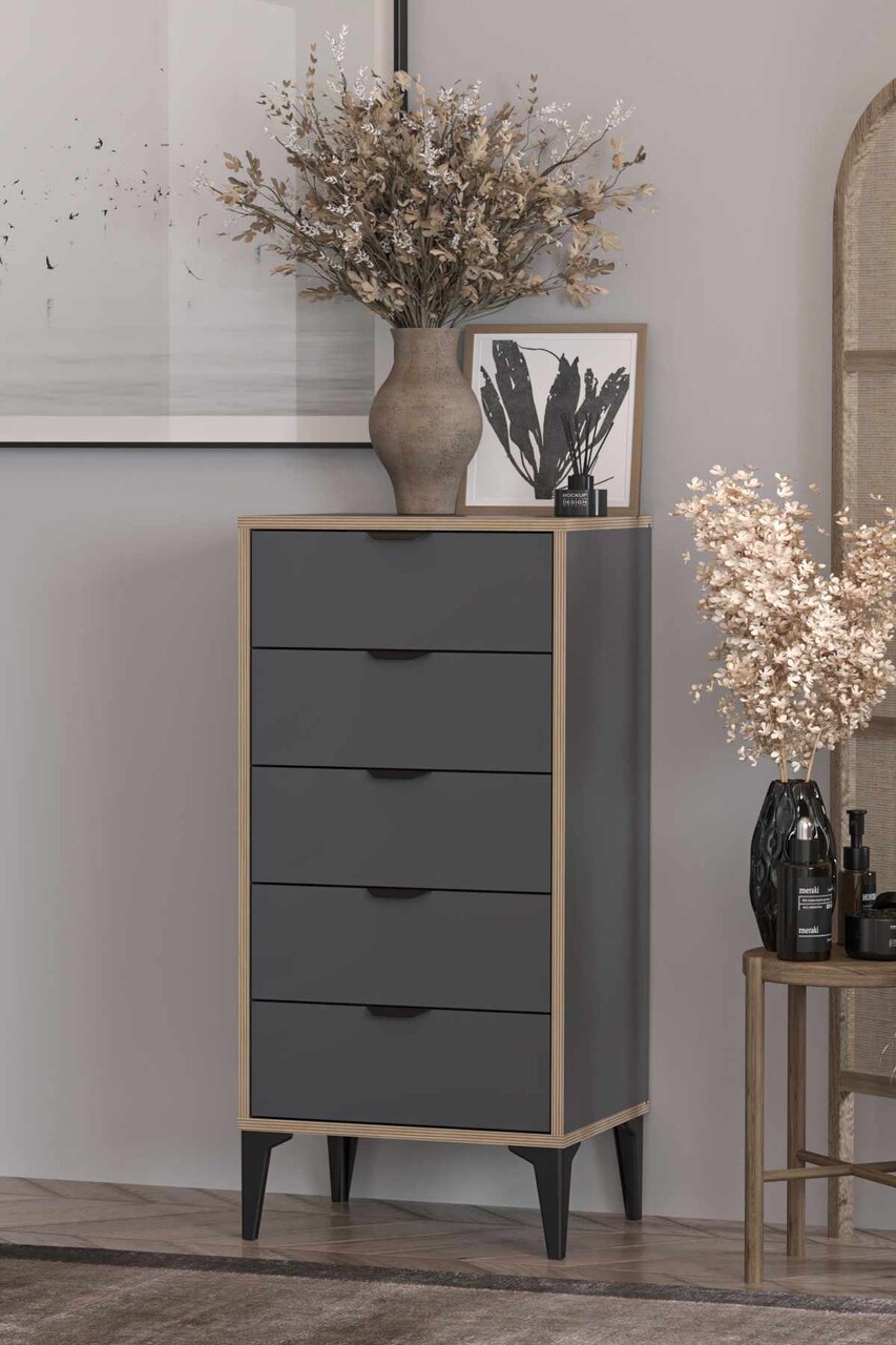 Dulap, Hanah Home, Arden, 50x105x40 cm, Antracit - imagine 4