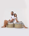 Taburet puf, Round Pouf, Ferndale, 55x30 cm, poliester impermeabil, bej nurca