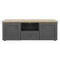 Comoda TV cu 2 usi si 1 sertar, Capri, L.120 l.38 H.45, pal/mdf, gri/natur