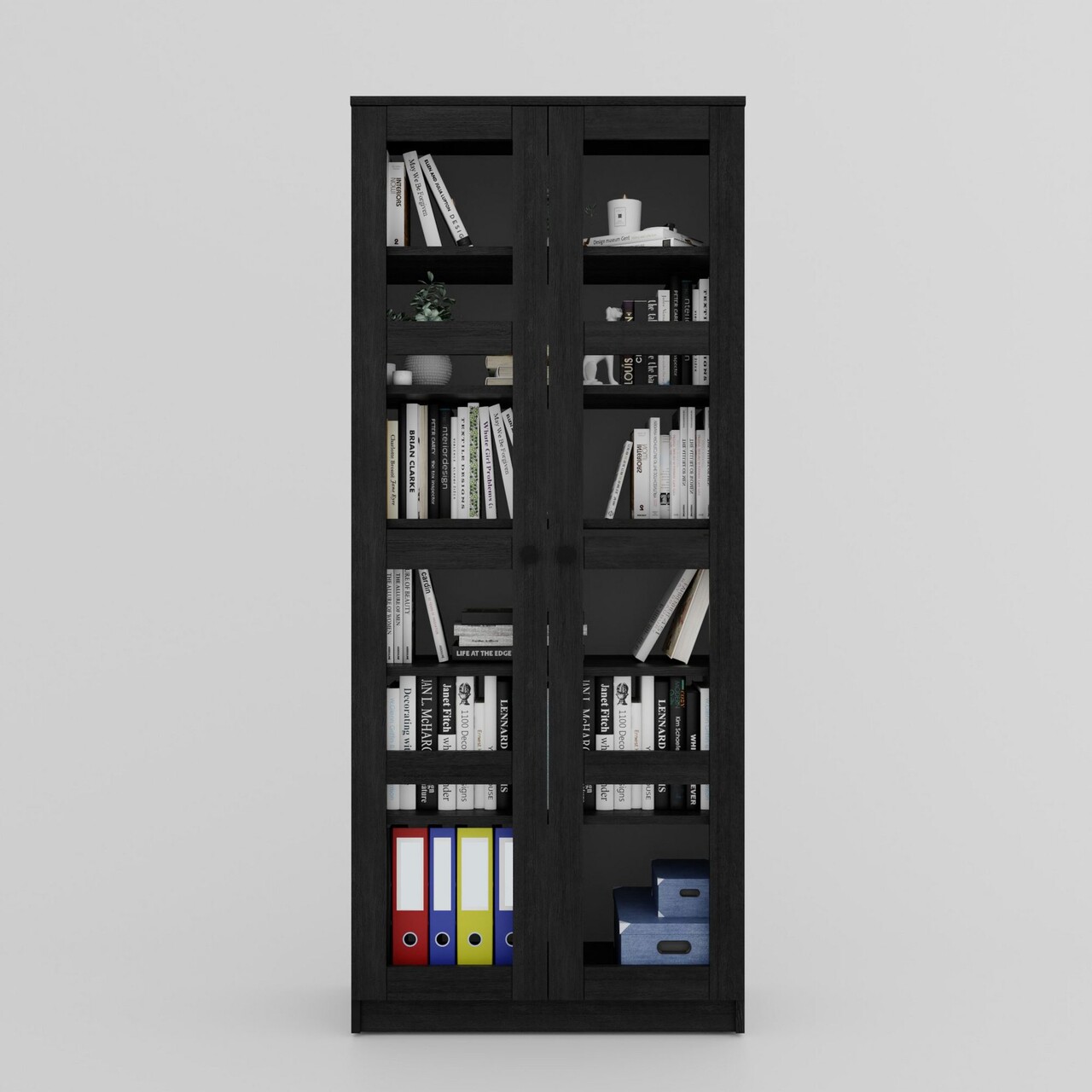 Dulap multifunctional, Miwood, Lucas Glass 1600-92, Negru - 2 | YEO