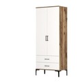 Dulap pentru haine, Hommy Craft, Kumsal T, 80x47.5x201.4 cm, PAL, Nuc/Alb