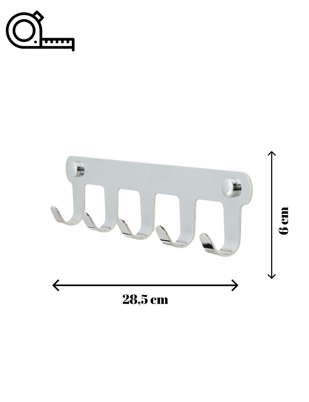Cuier de perete, Hanah Home, Smart 5, 28.5x6x3 cm, Inox, Crom - view 5