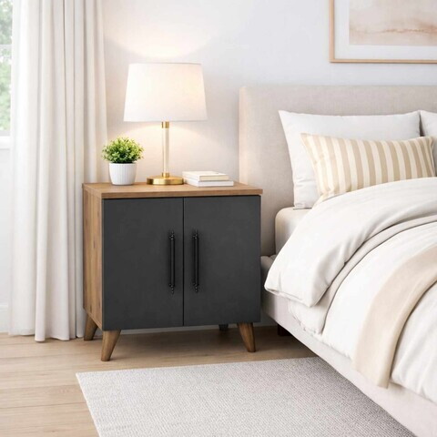 Noptiera, Hanah Home, Lumen, 51.5x57.6x32.2 cm, Pin Atlantic / Antracit