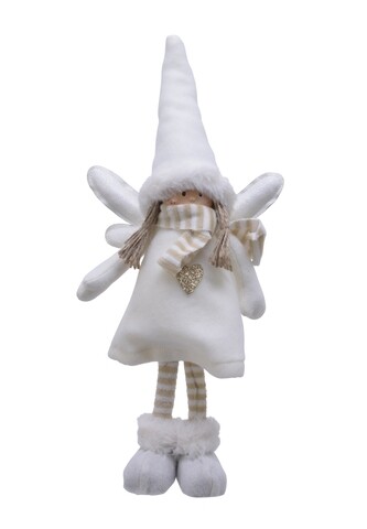 Decoratiune Angel in dress, Decoris, 16.5x8x35 cm, poliester, alb